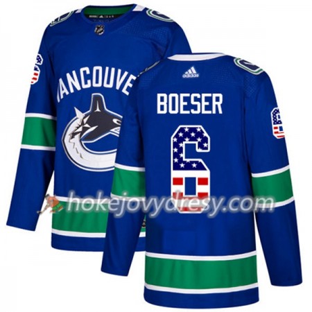 Pánské Hokejový Dres Vancouver Canucks Brock Boeser 6 2017-2018 USA Flag Fashion Modrá Adidas Authentic